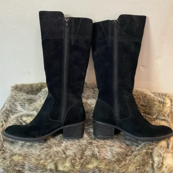 BOC- NEW Suede Knee Boots Double zipper Round toe Double Stitched-8M-#0100 - Picture 7 of 15